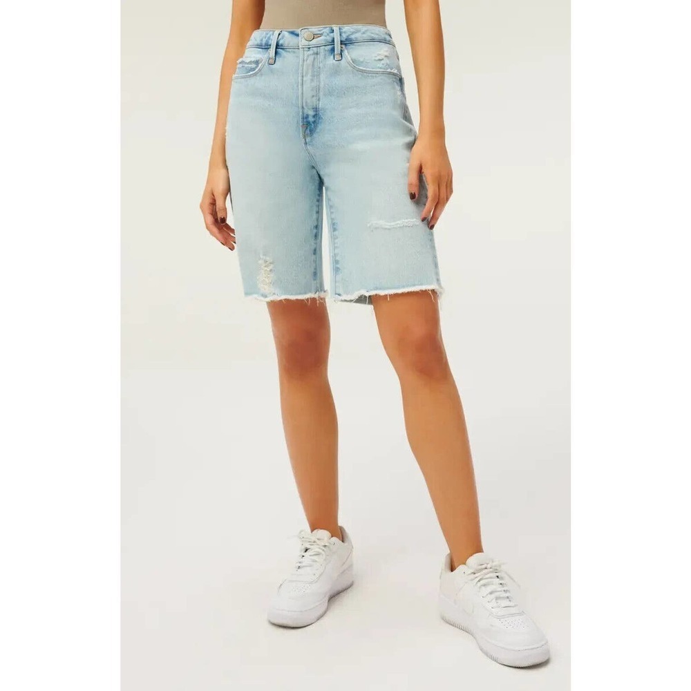 NWT Good American ‘90S Bermuda Distressed Denim Jean Shorts Women's Size 2 26 - Picture 7 of 10
